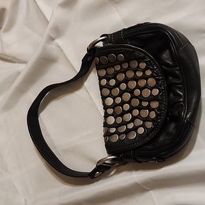 Black studded shoulder bag